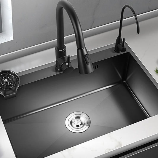 Black Stainless Steel Kitchen Sink Single Bowl Sink with Basket Strainer Clearhalo 'Home Improvement' 'home_improvement' 'home_improvement_kitchen_sinks' 'Kitchen Remodel & Kitchen Fixtures' 'Kitchen Sinks & Faucet Components' 'Kitchen Sinks' 'kitchen_sinks' 1200x1200_c74bf7e9-be8f-4fd2-a19e-c01bc8cc1a6d