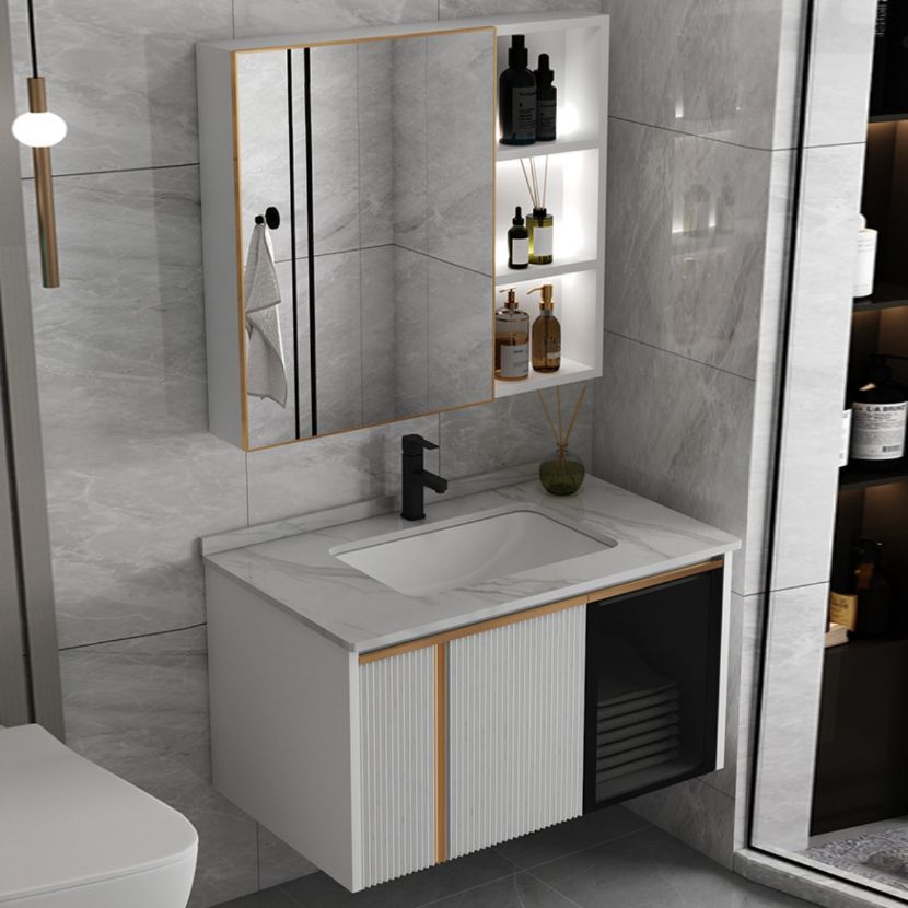 Rectangular Wall Mount Sink Vanity Modern White Metal Frame Vanity Clearhalo 'Bathroom Remodel & Bathroom Fixtures' 'Bathroom Vanities' 'bathroom_vanities' 'Home Improvement' 'home_improvement' 'home_improvement_bathroom_vanities' 1200x1200_c75d95e4-56f3-4743-ba0b-ce0d4a4e5d59