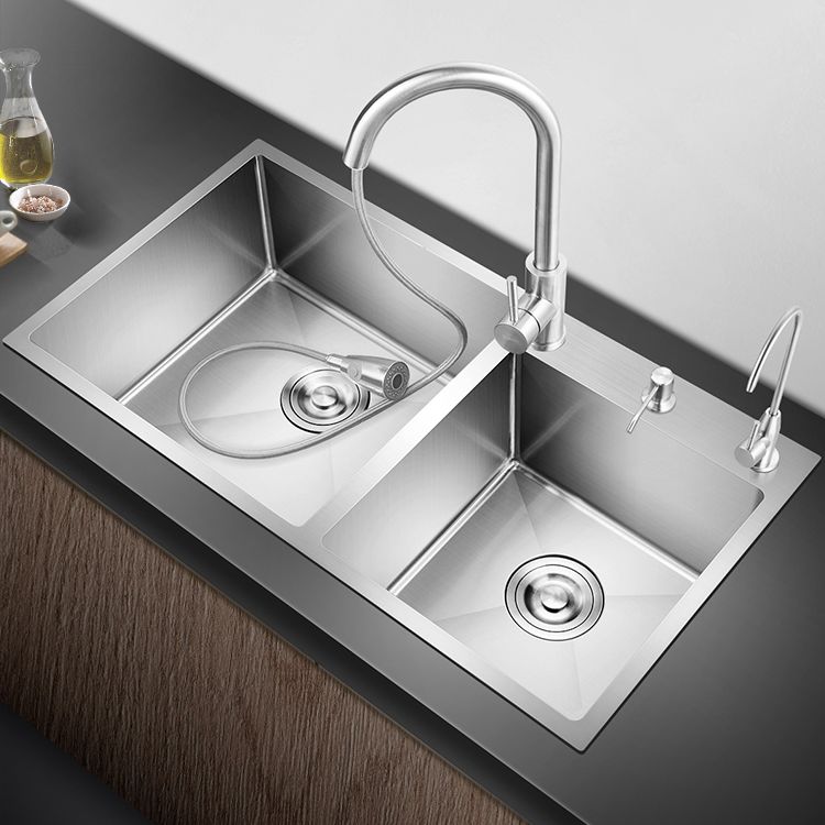 Classic Style Kitchen Sink Drop-In Stainless Steel Kitchen Sink with Drain Strainer Kit Clearhalo 'Home Improvement' 'home_improvement' 'home_improvement_kitchen_sinks' 'Kitchen Remodel & Kitchen Fixtures' 'Kitchen Sinks & Faucet Components' 'Kitchen Sinks' 'kitchen_sinks' 1200x1200_c7818b8e-81c4-48e2-845c-562fb257590d