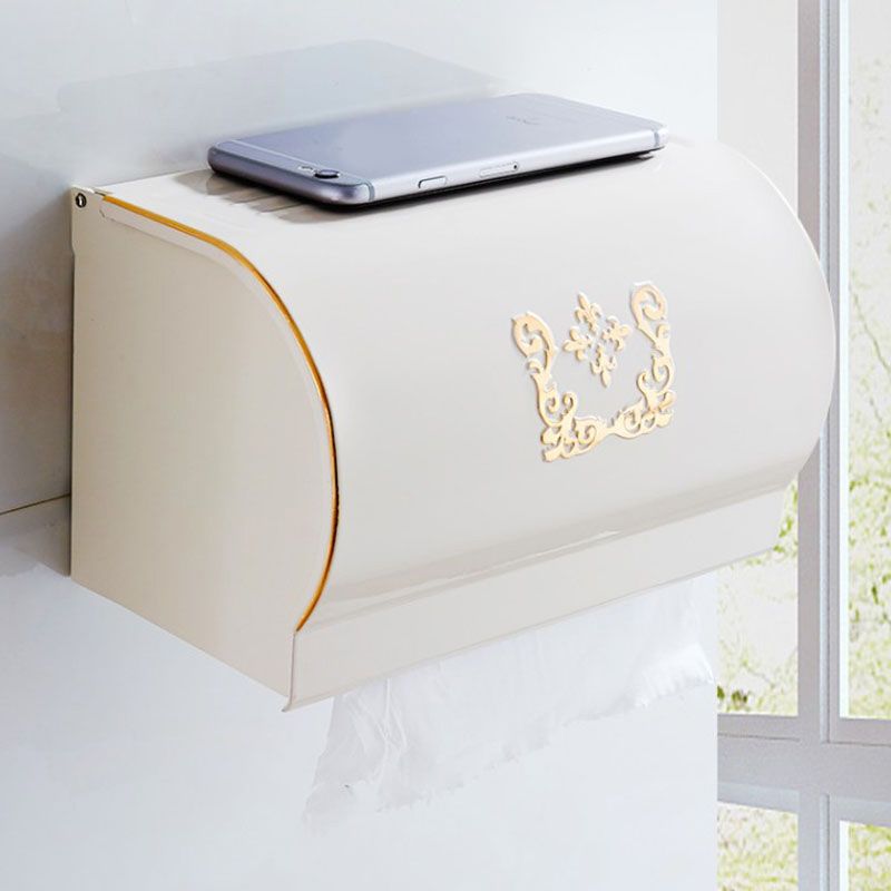 Vintage Bathroom Accessory Set Aluminum Paper Holder in White Clearhalo 'Bathroom Hardware Sets' 'Bathroom Hardware' 'Bathroom Remodel & Bathroom Fixtures' 'bathroom_hardware_sets' 'Home Improvement' 'home_improvement' 'home_improvement_bathroom_hardware_sets' 1200x1200_c7923b12-7d71-48b2-8653-7d4d10e9823f