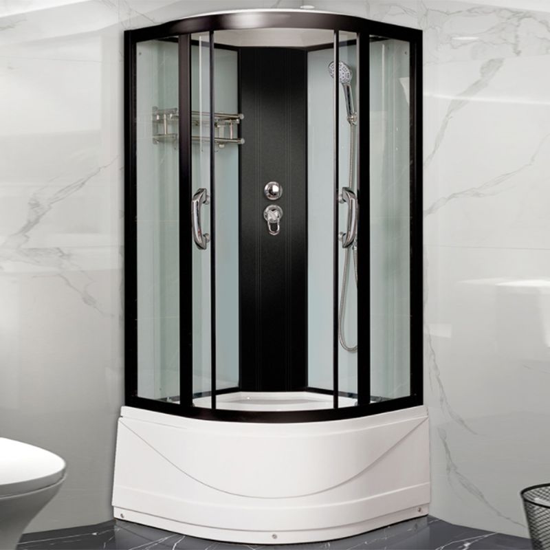 Round Tub & Shower Kit Double Sliding Tempered Glass Tub & Shower Kit Clearhalo 'Bathroom Remodel & Bathroom Fixtures' 'Home Improvement' 'home_improvement' 'home_improvement_shower_stalls_enclosures' 'Shower Stalls & Enclosures' 'shower_stalls_enclosures' 'Showers & Bathtubs' 1200x1200_c7b1ce15-0e08-4ee2-a3f0-a66684829f7e