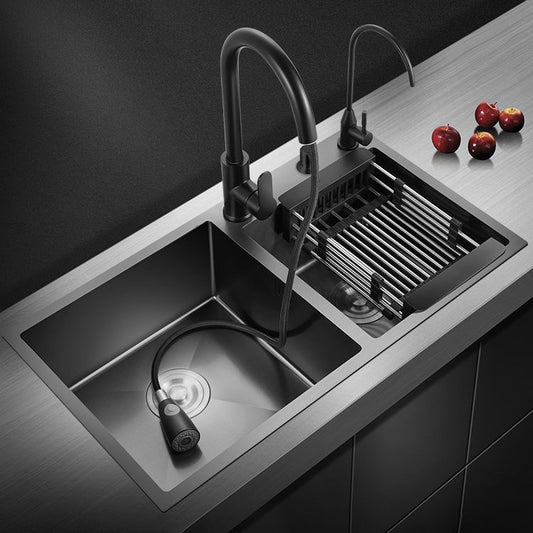 Modern Style Kitchen Sink Stainless Steel Rectangle Dirt Resistant Drop-In Kitchen Sink Clearhalo 'Home Improvement' 'home_improvement' 'home_improvement_kitchen_sinks' 'Kitchen Remodel & Kitchen Fixtures' 'Kitchen Sinks & Faucet Components' 'Kitchen Sinks' 'kitchen_sinks' 1200x1200_c7bd03d1-b2d8-46cd-a609-15a84436a53d