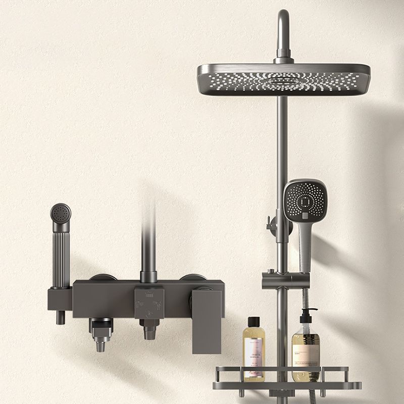 Modern Shower Trim Push Button Dual Shower Head Wall Mounted Shower Combo Clearhalo 'Bathroom Remodel & Bathroom Fixtures' 'Home Improvement' 'home_improvement' 'home_improvement_shower_faucets' 'Shower Faucets & Systems' 'shower_faucets' 'Showers & Bathtubs Plumbing' 'Showers & Bathtubs' 1200x1200_c7d96e8d-dce8-446b-891b-5d306f190a3f