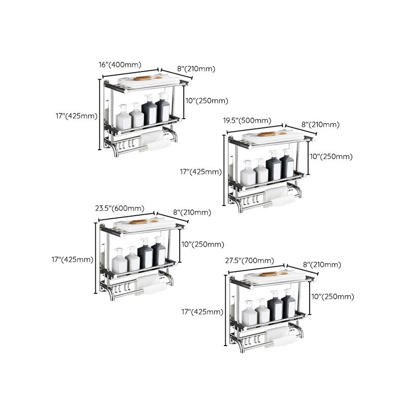 Contemporary Bath Hardware Set in Stainless Steel Chrome Robe Hooks/Towel Bar Clearhalo 'Bathroom Hardware Sets' 'Bathroom Hardware' 'Bathroom Remodel & Bathroom Fixtures' 'bathroom_hardware_sets' 'Home Improvement' 'home_improvement' 'home_improvement_bathroom_hardware_sets' 1200x1200_c7e72e05-c6a1-472a-9912-30fc592b3df9