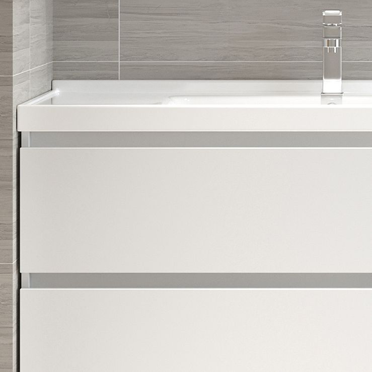 White Vanity Single Sink Rectangular 2 Drawers Wall-Mounted Bath Vanity with Mirror Clearhalo 'Bathroom Remodel & Bathroom Fixtures' 'Bathroom Vanities' 'bathroom_vanities' 'Home Improvement' 'home_improvement' 'home_improvement_bathroom_vanities' 1200x1200_c7fe08ba-1516-410d-b576-d9e0aa31f99a