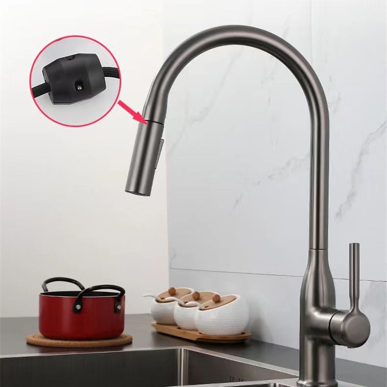 Modern Copper Kitchen Sink Faucet Single Handle High Arc Kitchen Faucet Clearhalo 'Home Improvement' 'home_improvement' 'home_improvement_kitchen_faucets' 'Kitchen Faucets' 'Kitchen Remodel & Kitchen Fixtures' 'Kitchen Sinks & Faucet Components' 'kitchen_faucets' 1200x1200_c81d08cf-7007-43fc-b551-5ed10fb416c3