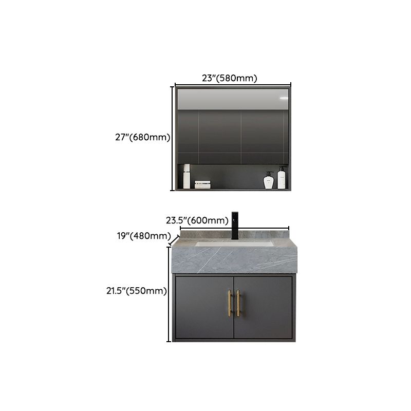 Grey Wall-Mounted Modern Single-Sink Rectangular Wood Bathroom Vanity Set Clearhalo 'Bathroom Remodel & Bathroom Fixtures' 'Bathroom Vanities' 'bathroom_vanities' 'Home Improvement' 'home_improvement' 'home_improvement_bathroom_vanities' 1200x1200_c8374c7e-c9db-44a9-a3cd-8e0137c9ad17