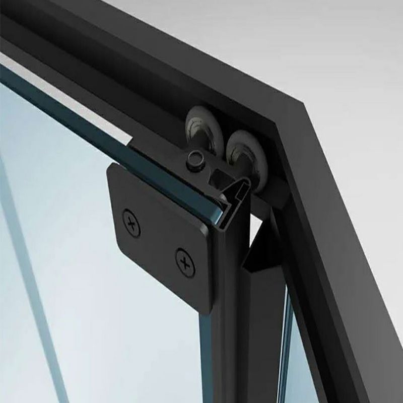 Framed Black Shower Enclosure Double Sliding Neo-Angle Shower Enclosure Clearhalo 'Bathroom Remodel & Bathroom Fixtures' 'Home Improvement' 'home_improvement' 'home_improvement_shower_stalls_enclosures' 'Shower Stalls & Enclosures' 'shower_stalls_enclosures' 'Showers & Bathtubs' 1200x1200_c85e250a-4398-49d2-9217-abf6f135877b