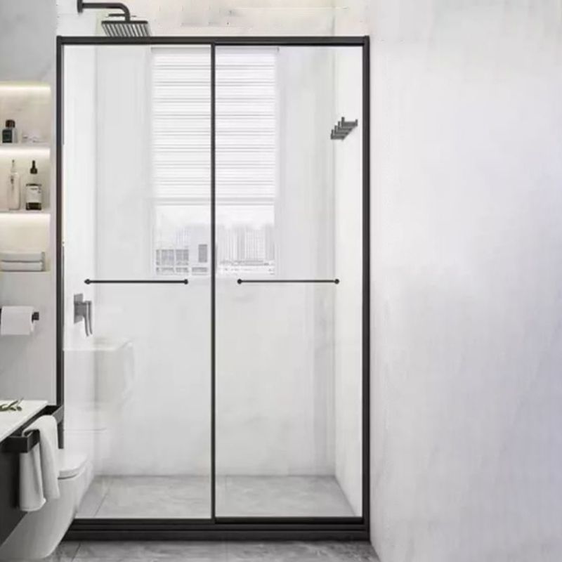 Tempered Shower Bath Door Transparent Metal Framed Sliding Shower Door Clearhalo 'Bathroom Remodel & Bathroom Fixtures' 'Home Improvement' 'home_improvement' 'home_improvement_shower_tub_doors' 'Shower and Tub Doors' 'shower_tub_doors' 'Showers & Bathtubs' 1200x1200_c8688a99-d9b3-4386-9b32-576f3bedda09
