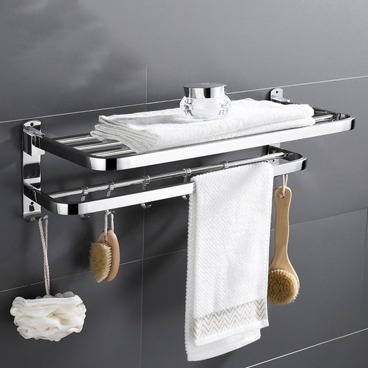 Contemporary Bath Hardware Set in Stainless Steel Chrome Robe Hooks/Towel Bar Clearhalo 'Bathroom Hardware Sets' 'Bathroom Hardware' 'Bathroom Remodel & Bathroom Fixtures' 'bathroom_hardware_sets' 'Home Improvement' 'home_improvement' 'home_improvement_bathroom_hardware_sets' 1200x1200_c8740dad-eee3-48fc-a234-4804876f5a26