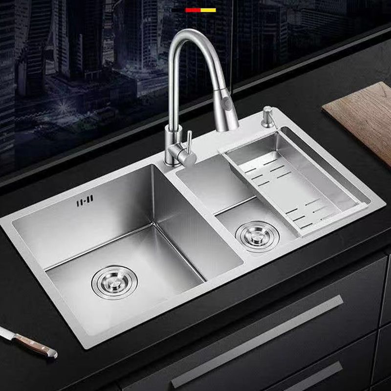 Modern Style Kitchen Sink Stainless Steel Drop-In Kitchen Sink with Drain Assembly Clearhalo 'Home Improvement' 'home_improvement' 'home_improvement_kitchen_sinks' 'Kitchen Remodel & Kitchen Fixtures' 'Kitchen Sinks & Faucet Components' 'Kitchen Sinks' 'kitchen_sinks' 1200x1200_c87c31bb-0728-4298-bbf5-311a8fa9d090