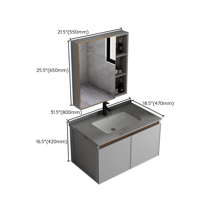 Wall Mount Bathroom Vanity Modern Gray Single-Sink Metal Frame Vanity Set Clearhalo 'Bathroom Remodel & Bathroom Fixtures' 'Bathroom Vanities' 'bathroom_vanities' 'Home Improvement' 'home_improvement' 'home_improvement_bathroom_vanities' 1200x1200_c8d72932-8c9c-43f0-a746-db54b065b452