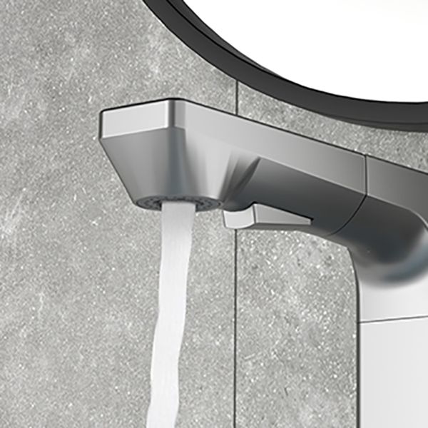 Modern Lever Handles Sink Faucet With Digital Display Square Brass Bathroom Sink Faucet Clearhalo 'Bathroom Remodel & Bathroom Fixtures' 'Bathroom Sink Faucets' 'Bathroom Sinks & Faucet Components' 'bathroom_sink_faucets' 'Home Improvement' 'home_improvement' 'home_improvement_bathroom_sink_faucets' 1200x1200_c8f24654-c5ce-4da2-9126-cb795d4f7905