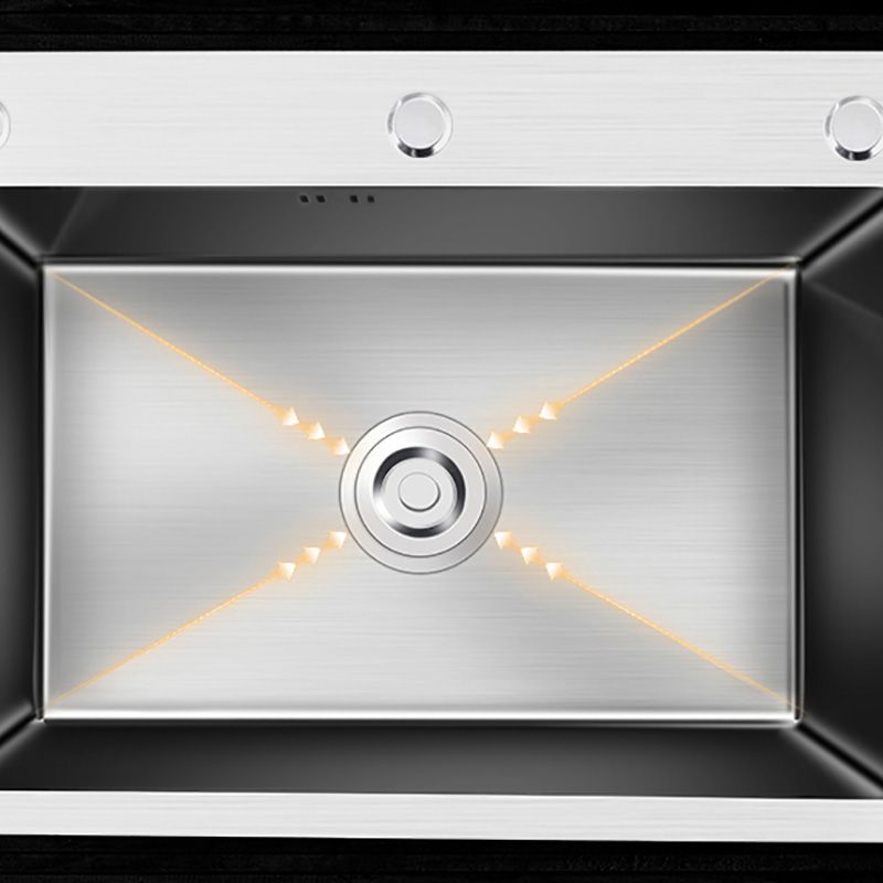 Contemporary Stainless Steel Kitchen Sink Single Bowl Rectangle Sink with Soap Dispenser Clearhalo 'Home Improvement' 'home_improvement' 'home_improvement_kitchen_sinks' 'Kitchen Remodel & Kitchen Fixtures' 'Kitchen Sinks & Faucet Components' 'Kitchen Sinks' 'kitchen_sinks' 1200x1200_c9074313-6a3c-4baa-9e83-646a5f4f4a90