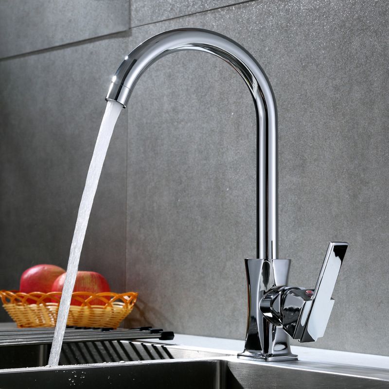 Contemporary One Handle Standard Kitchen Faucet High Arch Water Filler in Chrome Clearhalo 'Home Improvement' 'home_improvement' 'home_improvement_kitchen_faucets' 'Kitchen Faucets' 'Kitchen Remodel & Kitchen Fixtures' 'Kitchen Sinks & Faucet Components' 'kitchen_faucets' 1200x1200_c9102980-390e-4c2b-9508-b6836d602ce7