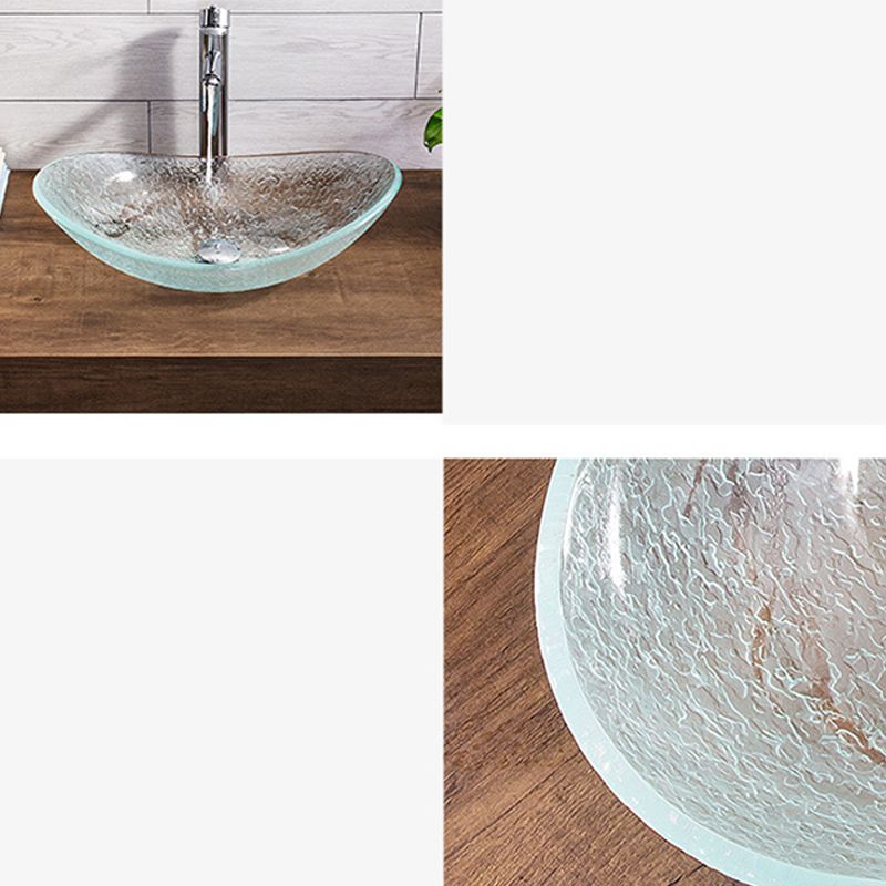 Contemporary Vessel Oval Glass with Pop-Up Drain Vessel Lavatory Sink Clearhalo 'Bathroom Remodel & Bathroom Fixtures' 'Bathroom Sinks & Faucet Components' 'Bathroom Sinks' 'bathroom_sink' 'Home Improvement' 'home_improvement' 'home_improvement_bathroom_sink' 1200x1200_c9107e67-55b9-43f6-b580-6574a3827f83