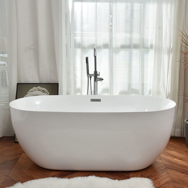 Freestanding Acrylic Bathtub White Modern Center Back to Wall Bath Clearhalo 'Bathroom Remodel & Bathroom Fixtures' 'Bathtubs' 'Home Improvement' 'home_improvement' 'home_improvement_bathtubs' 'Showers & Bathtubs' 1200x1200_c913b848-3819-4355-8e03-47996811d3f1