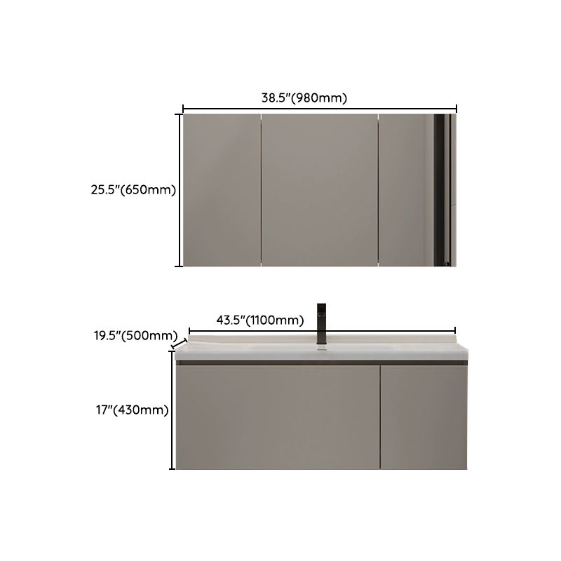 Single-Sink Grey Wall Mount Wood Modern Open Console with Sink Set Clearhalo 'Bathroom Remodel & Bathroom Fixtures' 'Bathroom Vanities' 'bathroom_vanities' 'Home Improvement' 'home_improvement' 'home_improvement_bathroom_vanities' 1200x1200_c9151810-f518-4a00-bd21-b6a2bb52060c