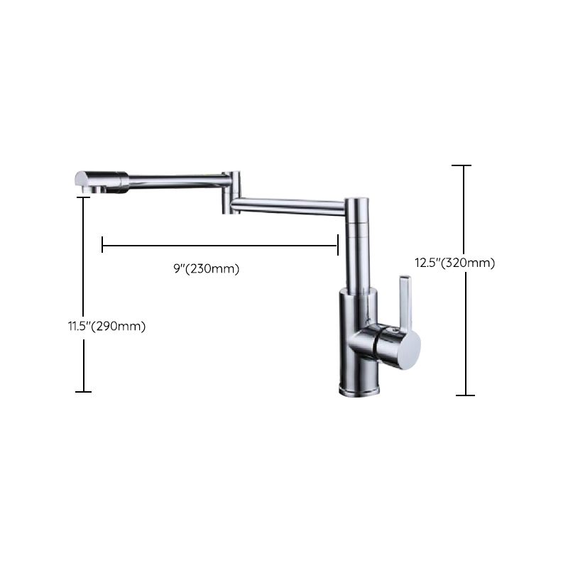 Swivel Spout 3-Function Pot Filler Kitchen Faucet Modern Pot Filler in Polished Chrome Clearhalo 'Home Improvement' 'home_improvement' 'home_improvement_kitchen_faucets' 'Kitchen Faucets' 'Kitchen Remodel & Kitchen Fixtures' 'Kitchen Sinks & Faucet Components' 'kitchen_faucets' 1200x1200_c9260d6b-72fe-4496-85ed-59d1973a70fa