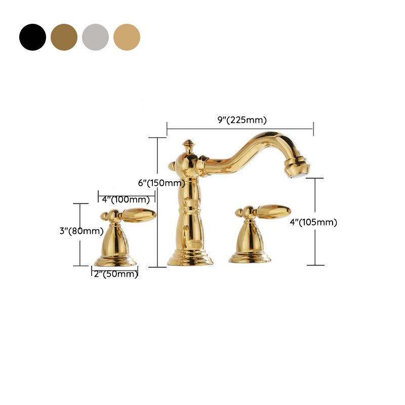 European Style Widespread Basin Faucet Brass 2 Handle Bathroom Vessel Faucet with Hoses Clearhalo 'Bathroom Remodel & Bathroom Fixtures' 'Bathroom Sink Faucets' 'Bathroom Sinks & Faucet Components' 'bathroom_sink_faucets' 'Home Improvement' 'home_improvement' 'home_improvement_bathroom_sink_faucets' 1200x1200_c9269232-fe8e-464f-b919-3615cbcac32b