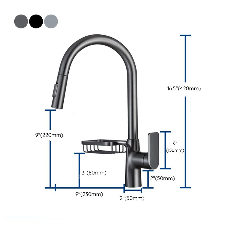 Modern Pull Down Kitchen Faucet Single Handle Faucet with Pull Out Sprayer Clearhalo 'Home Improvement' 'home_improvement' 'home_improvement_kitchen_faucets' 'Kitchen Faucets' 'Kitchen Remodel & Kitchen Fixtures' 'Kitchen Sinks & Faucet Components' 'kitchen_faucets' 1200x1200_c92a2910-213a-4def-aac0-66376bb5211a