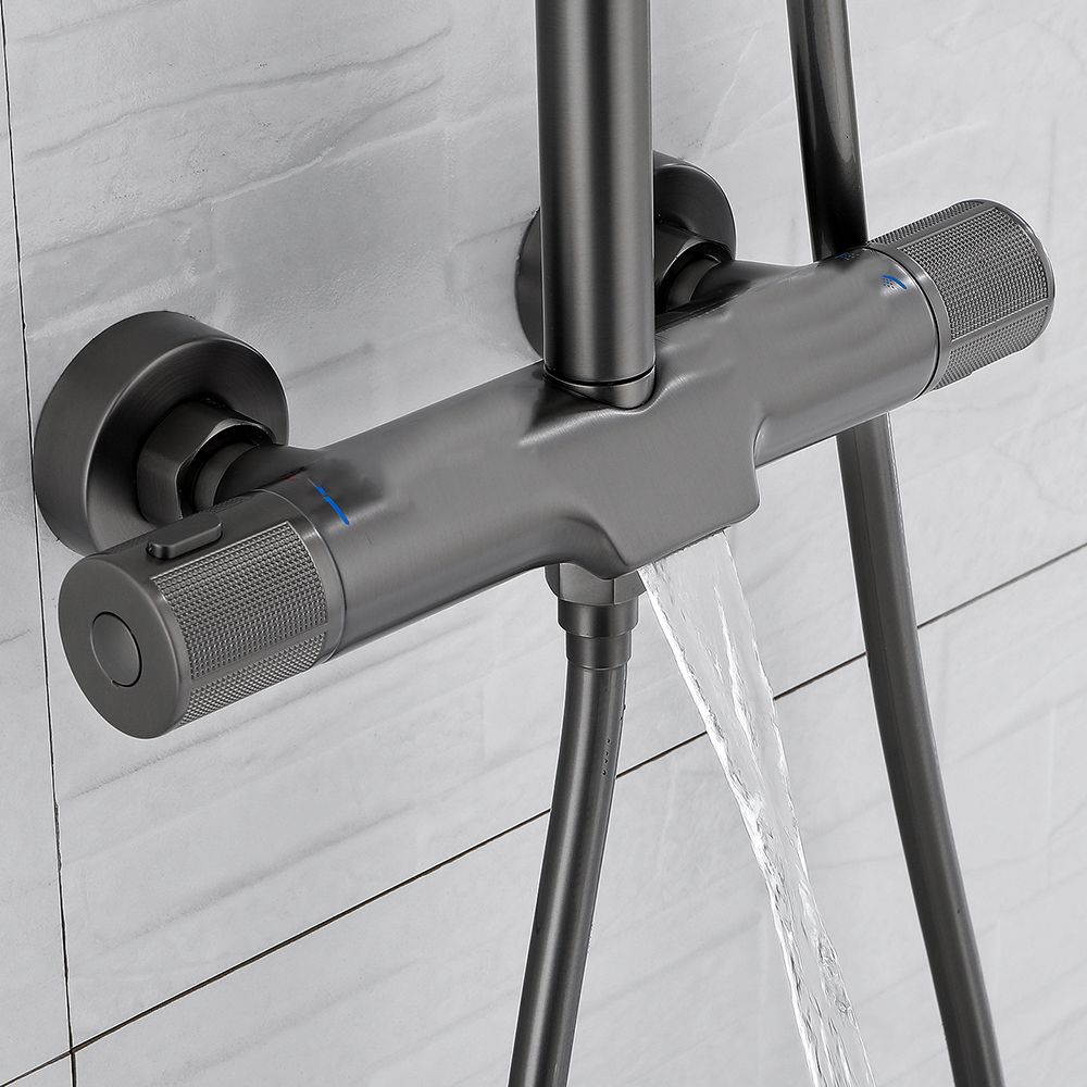 Wall Mounted Shower System Grey Knob Handle Shower System with Hand Shower Clearhalo 'Bathroom Remodel & Bathroom Fixtures' 'Home Improvement' 'home_improvement' 'home_improvement_shower_faucets' 'Shower Faucets & Systems' 'shower_faucets' 'Showers & Bathtubs Plumbing' 'Showers & Bathtubs' 1200x1200_c93255a4-7469-4b66-84d7-227115b03e26