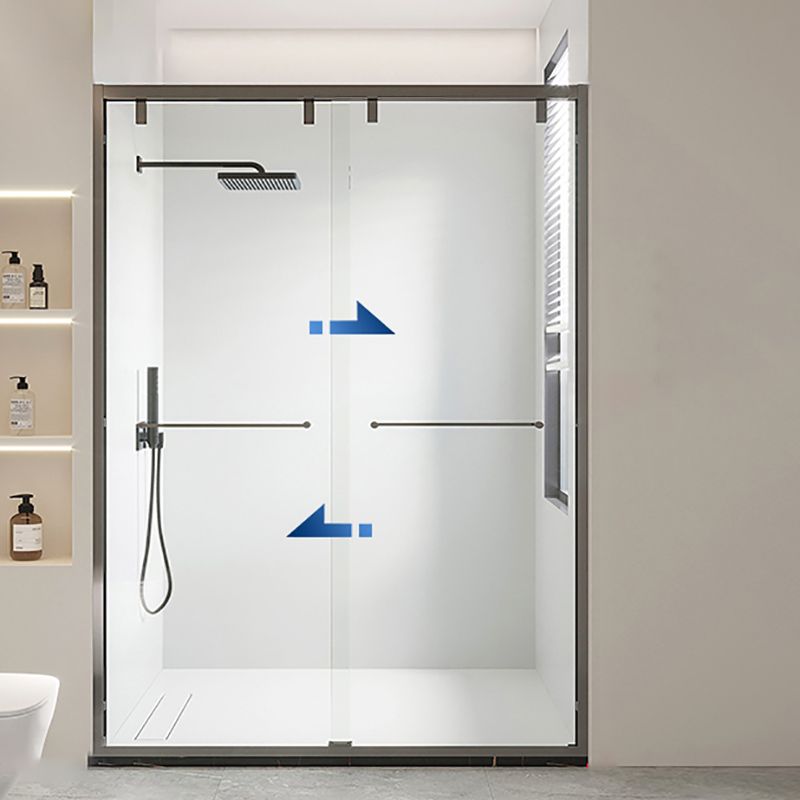 Double Sliding Shower Doors Semi-Frameless Clear Shower Door Clearhalo 'Bathroom Remodel & Bathroom Fixtures' 'Home Improvement' 'home_improvement' 'home_improvement_shower_tub_doors' 'Shower and Tub Doors' 'shower_tub_doors' 'Showers & Bathtubs' 1200x1200_c9373f94-d950-41fc-a615-d505f10d3be7