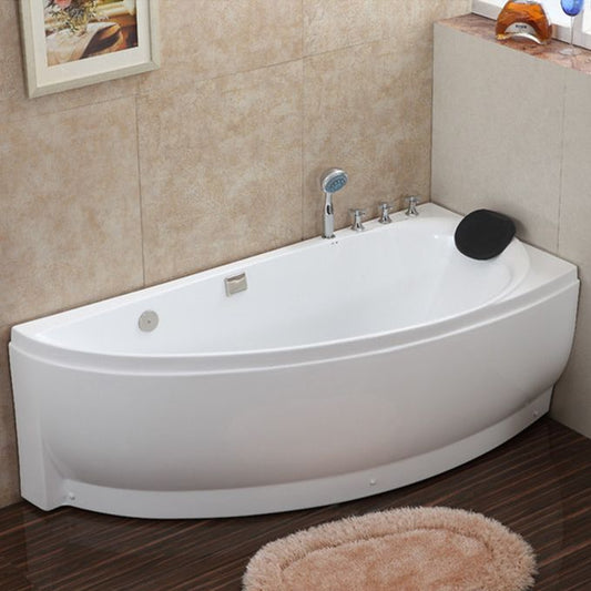 Acrylic Corner Bathtub Soaking White Modern Back to Wall Bath Clearhalo 'Bathroom Remodel & Bathroom Fixtures' 'Bathtubs' 'Home Improvement' 'home_improvement' 'home_improvement_bathtubs' 'Showers & Bathtubs' 1200x1200_c93cca56-49bc-473c-bc76-75bbc85fadc9