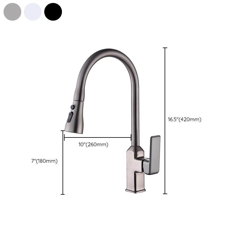 Contemporary Retractable Kitchen Faucet Copper 1-Handle High Arc Kitchen Faucet Clearhalo 'Home Improvement' 'home_improvement' 'home_improvement_kitchen_faucets' 'Kitchen Faucets' 'Kitchen Remodel & Kitchen Fixtures' 'Kitchen Sinks & Faucet Components' 'kitchen_faucets' 1200x1200_c948a69f-1a29-4c05-bffe-60a145aa38e9