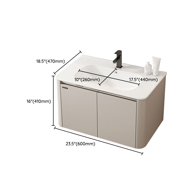 2 Doors Bathroom Vanity Metal Frame Mirror Wall Mounted Glam Cream Single Sink Vanity Clearhalo 'Bathroom Remodel & Bathroom Fixtures' 'Bathroom Vanities' 'bathroom_vanities' 'Home Improvement' 'home_improvement' 'home_improvement_bathroom_vanities' 1200x1200_c94ae102-544d-48a5-8a57-e97bb71f8a3c