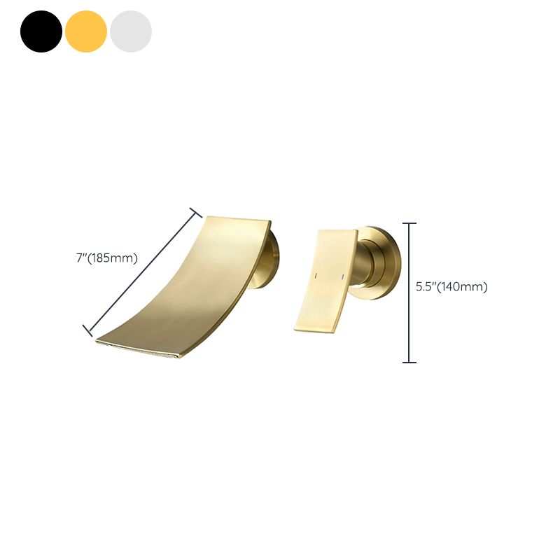 Luxury Wall Mounted Bathroom Faucet Lever Handles Low Arc Solid Brass Faucet Clearhalo 'Bathroom Remodel & Bathroom Fixtures' 'Bathroom Sink Faucets' 'Bathroom Sinks & Faucet Components' 'bathroom_sink_faucets' 'Home Improvement' 'home_improvement' 'home_improvement_bathroom_sink_faucets' 1200x1200_c94ec200-5622-43d2-b6a2-766bc98c220a