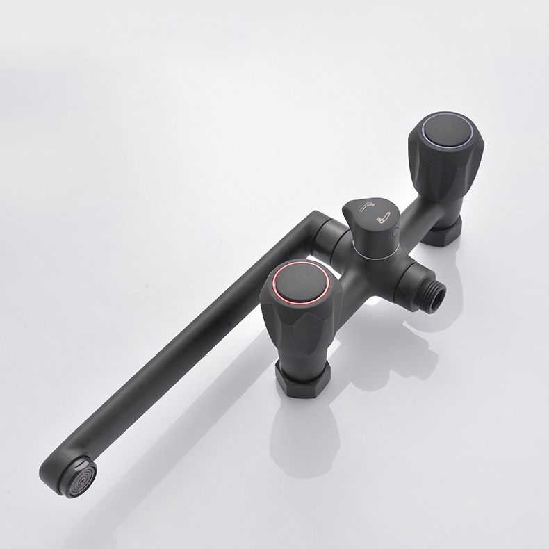 Modern Tub Faucet Trim Black Wall Mounted Swivel Spout with Handheld Shower Clearhalo 'Bathroom Remodel & Bathroom Fixtures' 'Bathtub Faucets' 'bathtub_faucets' 'Home Improvement' 'home_improvement' 'home_improvement_bathtub_faucets' 1200x1200_c97f41c1-1ca5-4794-ab99-bdf34587a646
