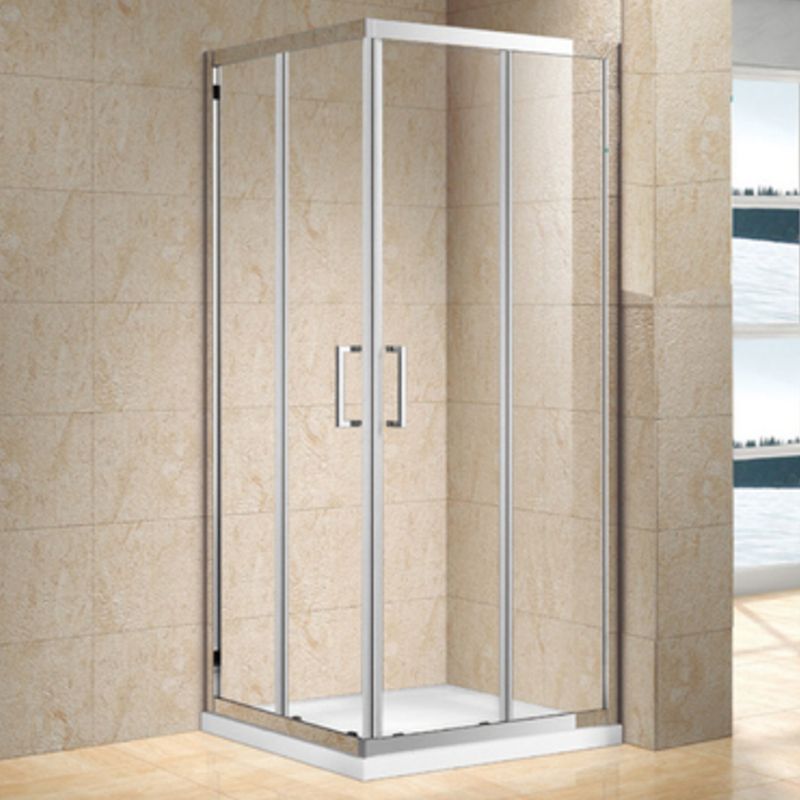 Double Sliding Shower Kit Semi-Frameless Corner Tempered Glass Shower Kit Clearhalo 'Bathroom Remodel & Bathroom Fixtures' 'Home Improvement' 'home_improvement' 'home_improvement_shower_stalls_enclosures' 'Shower Stalls & Enclosures' 'shower_stalls_enclosures' 'Showers & Bathtubs' 1200x1200_c9992068-ed7c-4d70-8e3d-6588283f860b