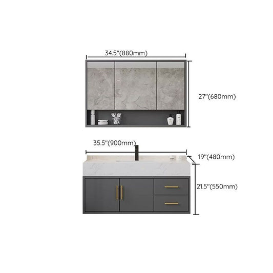 Grey Modern Wood Single-Sink Rectangular Open Console with Sink Set Clearhalo 'Bathroom Remodel & Bathroom Fixtures' 'Bathroom Vanities' 'bathroom_vanities' 'Home Improvement' 'home_improvement' 'home_improvement_bathroom_vanities' 1200x1200_c9a1973d-7991-4d02-863b-824354bbe0de