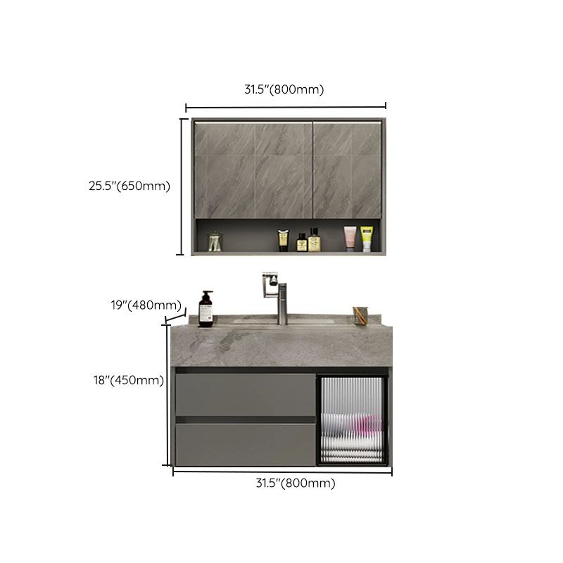 Grey Wall Mount Wood Bathroom Vanity Set with Mirror Included Clearhalo 'Bathroom Remodel & Bathroom Fixtures' 'Bathroom Vanities' 'bathroom_vanities' 'Home Improvement' 'home_improvement' 'home_improvement_bathroom_vanities' 1200x1200_c9aa2bd4-0dd1-4d28-8828-4fbe72185822