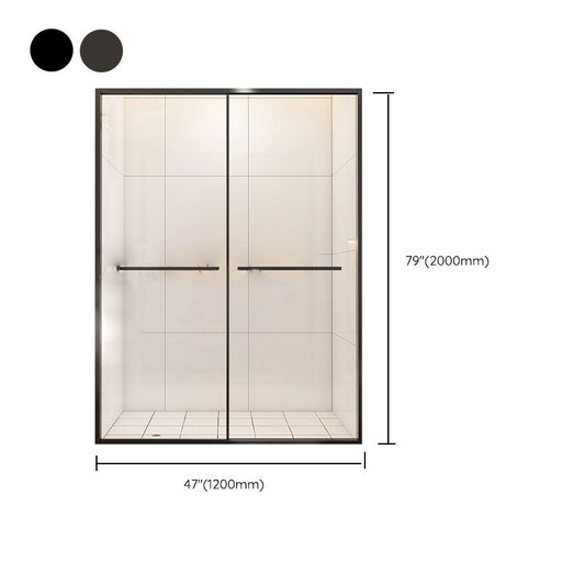 Full Frame Double Sliding Shower Door Clear Glass Shower Screen Clearhalo 'Bathroom Remodel & Bathroom Fixtures' 'Home Improvement' 'home_improvement' 'home_improvement_shower_tub_doors' 'Shower and Tub Doors' 'shower_tub_doors' 'Showers & Bathtubs' 1200x1200_c9b6dbc9-48ad-4e78-9458-095afcaf79d4