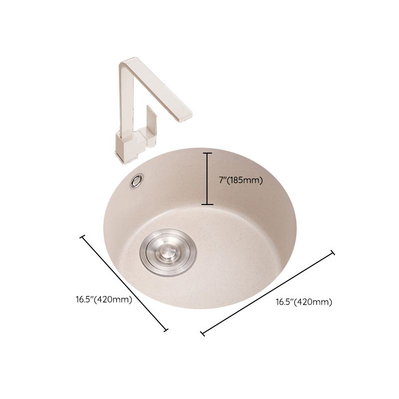 Round Kitchen Sink Quartz Single Bowl Kitchen Sink with Drain Assembly Clearhalo 'Home Improvement' 'home_improvement' 'home_improvement_kitchen_sinks' 'Kitchen Remodel & Kitchen Fixtures' 'Kitchen Sinks & Faucet Components' 'Kitchen Sinks' 'kitchen_sinks' 1200x1200_c9ce1b26-65d1-47eb-935e-5569553eeb01