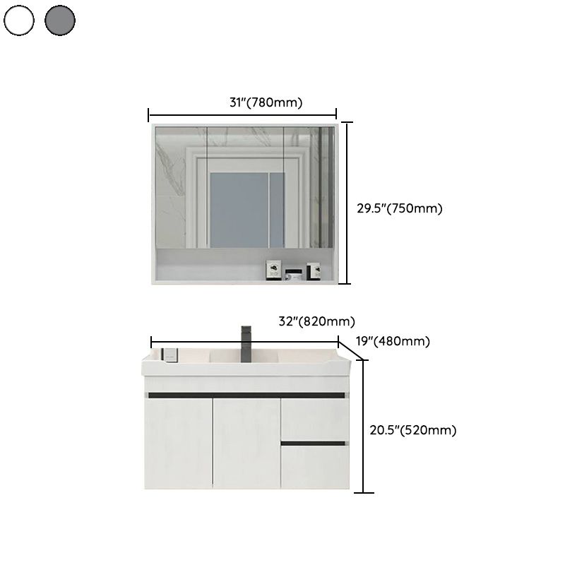 Modern Bathroom Sink Vanity Open Shelf Wall-Mounted Ceramic Top Clearhalo 'Bathroom Remodel & Bathroom Fixtures' 'Bathroom Vanities' 'bathroom_vanities' 'Home Improvement' 'home_improvement' 'home_improvement_bathroom_vanities' 1200x1200_c9f30eab-8b1e-44c1-af22-264c91458ee4