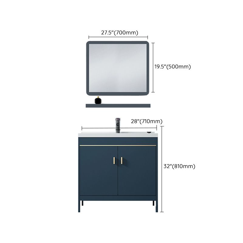 Contemporary Blue Sink Cabinet Metal Mirror Cabinet Bathroom Vanity Cabinet Clearhalo 'Bathroom Remodel & Bathroom Fixtures' 'Bathroom Vanities' 'bathroom_vanities' 'Home Improvement' 'home_improvement' 'home_improvement_bathroom_vanities' 1200x1200_ca0b330c-a453-42d0-bcbd-b59228358a21