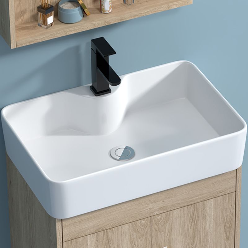 Mirror Vanity Wood Freestanding Rectangle 2 Doors Bathroom Vanity with Single Sink Clearhalo 'Bathroom Remodel & Bathroom Fixtures' 'Bathroom Vanities' 'bathroom_vanities' 'Home Improvement' 'home_improvement' 'home_improvement_bathroom_vanities' 1200x1200_ca199fb1-2071-4f3a-8d16-d435db85370d