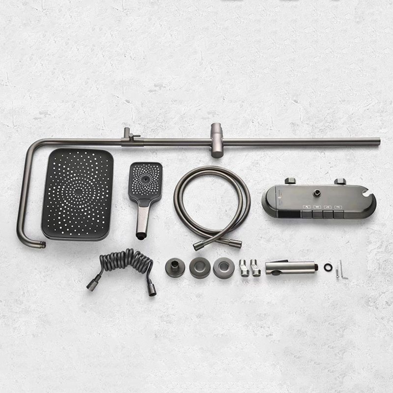 Modern Shower Set Brass Adjustable Spray Pattern Wall Mounted Shower Combo Clearhalo 'Bathroom Remodel & Bathroom Fixtures' 'Home Improvement' 'home_improvement' 'home_improvement_shower_faucets' 'Shower Faucets & Systems' 'shower_faucets' 'Showers & Bathtubs Plumbing' 'Showers & Bathtubs' 1200x1200_ca22bbae-295d-487c-b13b-31a4ddc27878