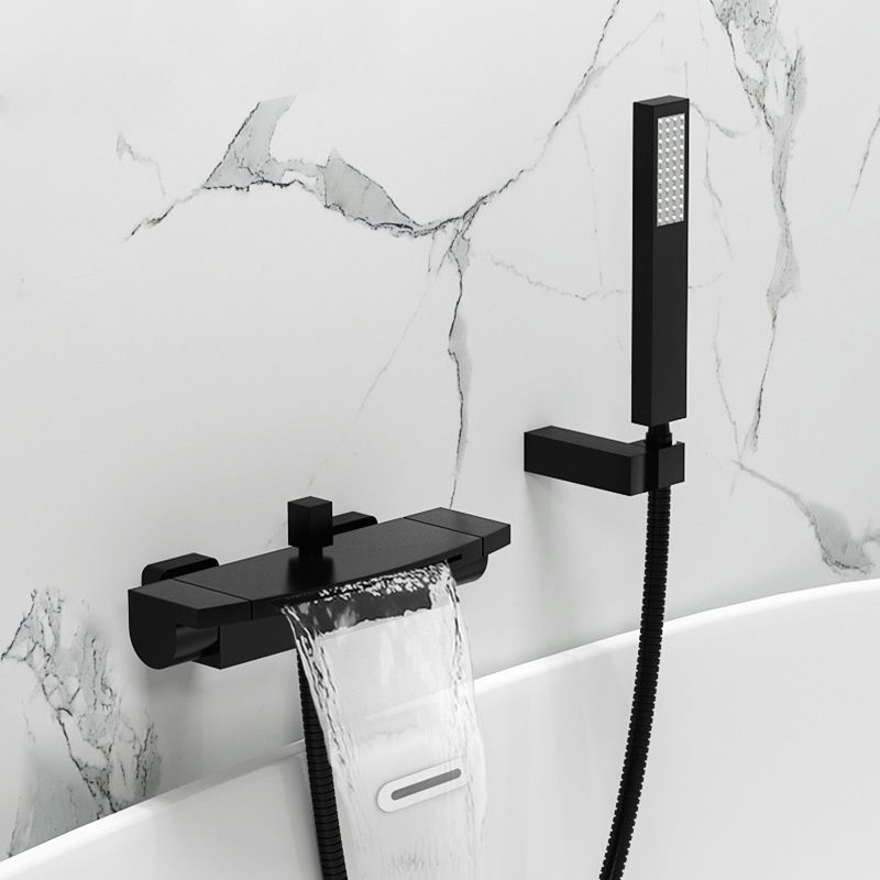 Modern Tub Filler Copper Wall Mounted with Hand Shower Waterfall Tub Spout Trim Clearhalo 'Bathroom Remodel & Bathroom Fixtures' 'Bathtub Faucets' 'bathtub_faucets' 'Home Improvement' 'home_improvement' 'home_improvement_bathtub_faucets' 1200x1200_ca280dba-7c79-49ba-8987-47ad40ee3e61