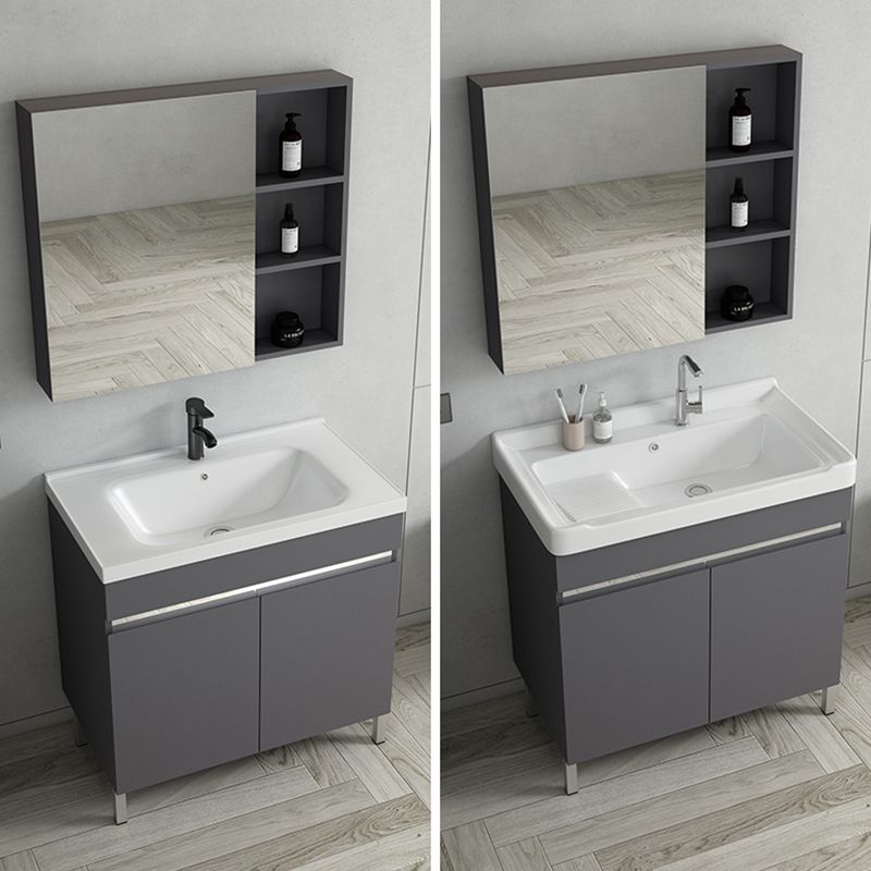 Gray Metal Vanity Sink Modern Free-standing Standard Space Saver Vanity Clearhalo 'Bathroom Remodel & Bathroom Fixtures' 'Bathroom Vanities' 'bathroom_vanities' 'Home Improvement' 'home_improvement' 'home_improvement_bathroom_vanities' 1200x1200_ca2e5a5d-c6ed-4eed-9796-f8d2eb15f7e6