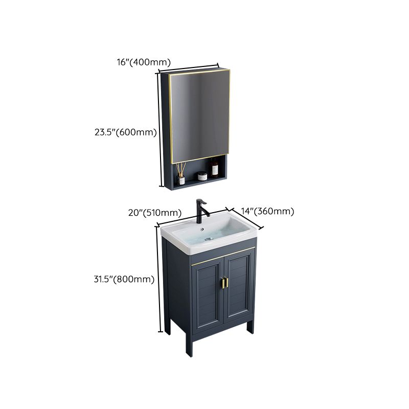 Blue Bath Vanity Freestanding Rectangular 2 Doors Single Sink Metal Frame Bathroom Vanity Clearhalo 'Bathroom Remodel & Bathroom Fixtures' 'Bathroom Vanities' 'bathroom_vanities' 'Home Improvement' 'home_improvement' 'home_improvement_bathroom_vanities' 1200x1200_ca5455b5-53c7-4add-89e6-271bf7d230a7