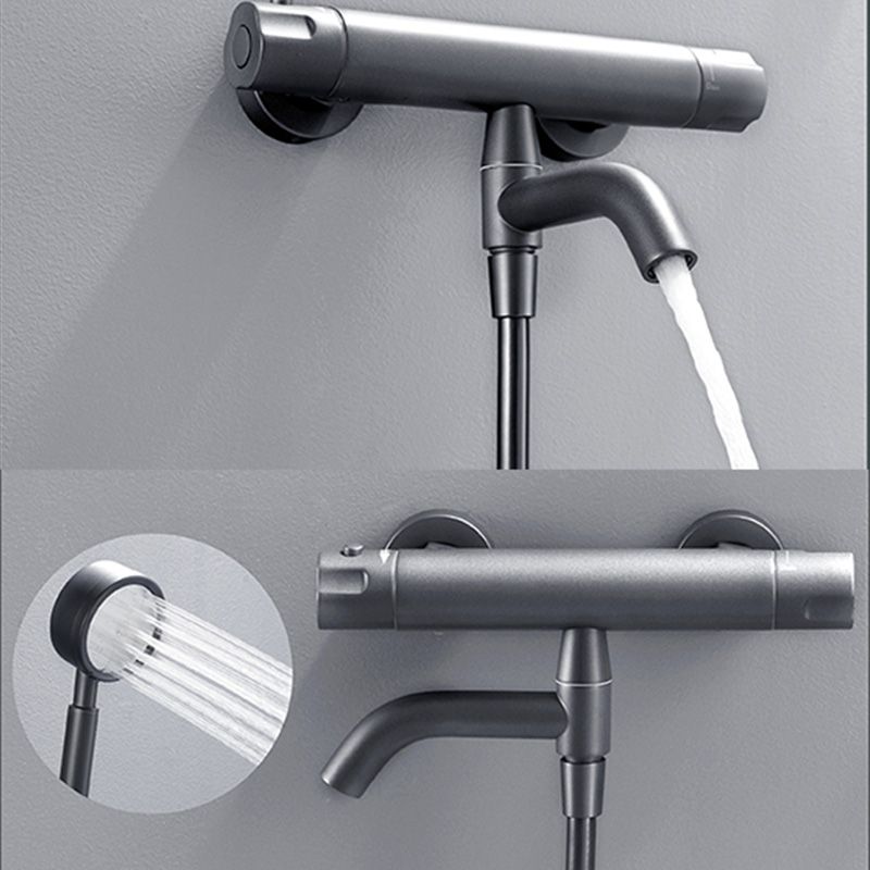 Modern Round Shower Combo Wall Mounted Included Hand Shower and Faucet Clearhalo 'Bathroom Remodel & Bathroom Fixtures' 'Home Improvement' 'home_improvement' 'home_improvement_shower_faucets' 'Shower Faucets & Systems' 'shower_faucets' 'Showers & Bathtubs Plumbing' 'Showers & Bathtubs' 1200x1200_ca55971d-b294-495b-80e6-3c3dd31b3047
