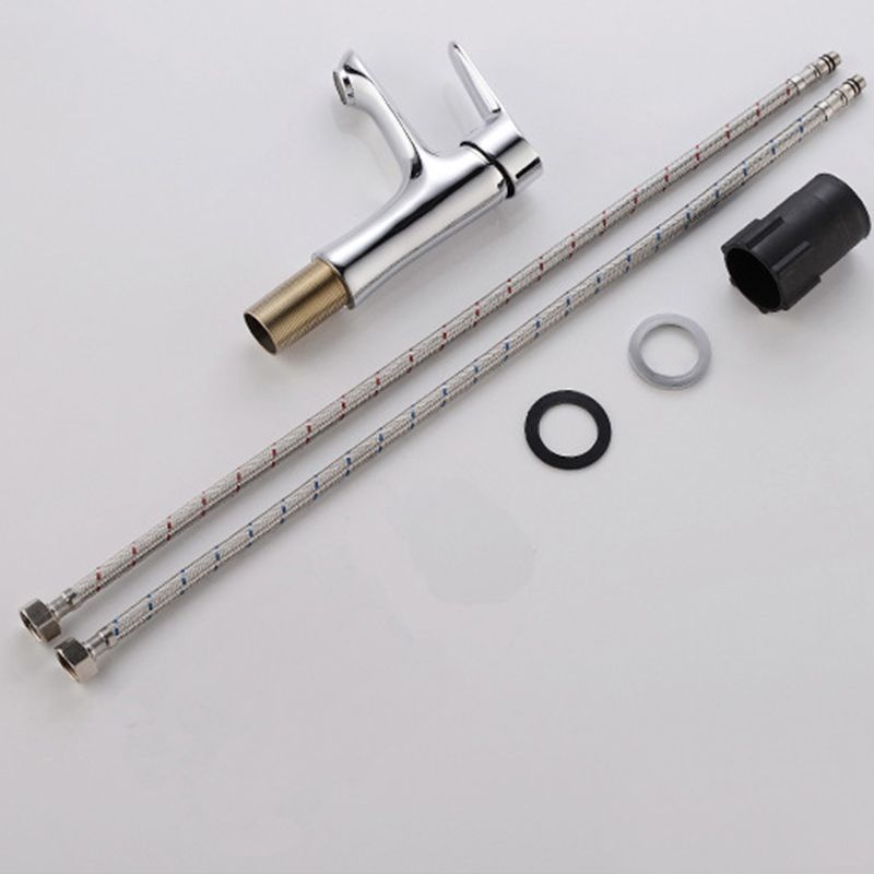 Basic Metal Sink Faucet Silver Bathroom Faucet with Lever Handle Clearhalo 'Bathroom Remodel & Bathroom Fixtures' 'Bathroom Sink Faucets' 'Bathroom Sinks & Faucet Components' 'bathroom_sink_faucets' 'Home Improvement' 'home_improvement' 'home_improvement_bathroom_sink_faucets' 1200x1200_ca5d9d22-8d81-4293-a5e7-44a597cac365