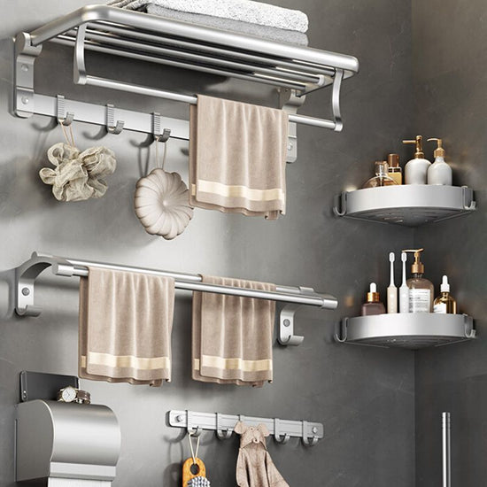 Modern Bathroom Accessories Hardware Set Silver Bathroom Accessories Hardware Set - Clearhalo