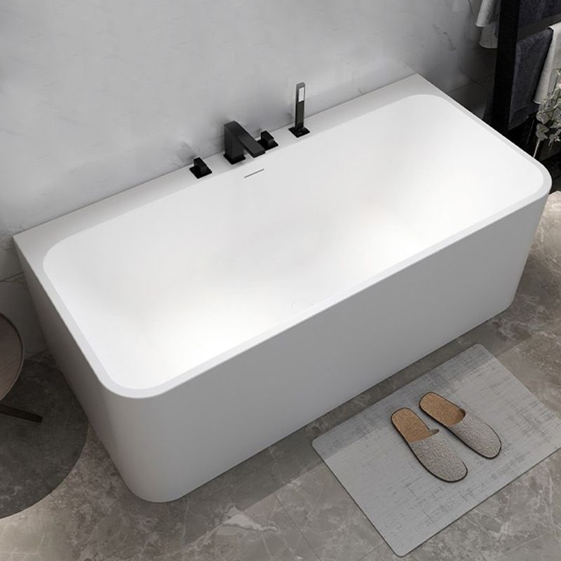 White Stone Rectangular Bath Tub Soaking Stand Alone Tub with Drain and Overflow Trim Clearhalo 'Bathroom Remodel & Bathroom Fixtures' 'Bathtubs' 'Home Improvement' 'home_improvement' 'home_improvement_bathtubs' 'Showers & Bathtubs' 1200x1200_ca60f9d9-8213-4e99-96bb-3ef8e06b4171