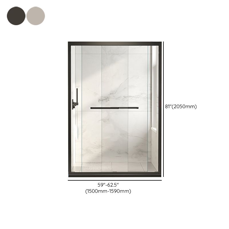 Single Sliding Semi-Frameless Shower Door Silver Clear Shower Doors Clearhalo 'Bathroom Remodel & Bathroom Fixtures' 'Home Improvement' 'home_improvement' 'home_improvement_shower_tub_doors' 'Shower and Tub Doors' 'shower_tub_doors' 'Showers & Bathtubs' 1200x1200_ca72ce50-94cf-4950-9a04-f26114901256