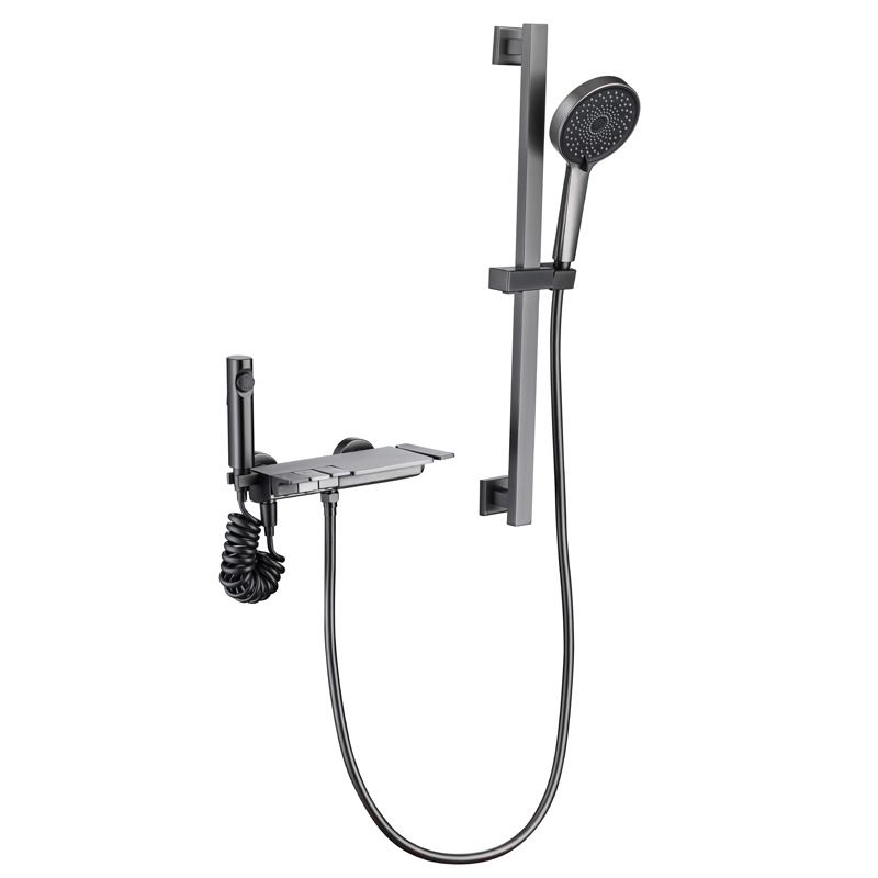 Modern Shower Trim Brass Temperature Control Wall Mounted Shower Head Combo Clearhalo 'Bathroom Remodel & Bathroom Fixtures' 'Home Improvement' 'home_improvement' 'home_improvement_shower_faucets' 'Shower Faucets & Systems' 'shower_faucets' 'Showers & Bathtubs Plumbing' 'Showers & Bathtubs' 1200x1200_ca7989f5-f755-43ee-916d-b0a8c96fb6c2